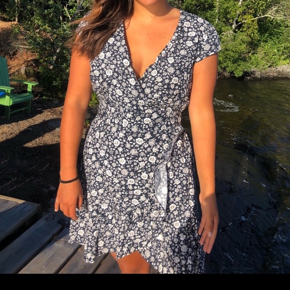 J. Crew Dresses & Skirts - J Crew Mercantile Navy Blue Faux Wrap Dress